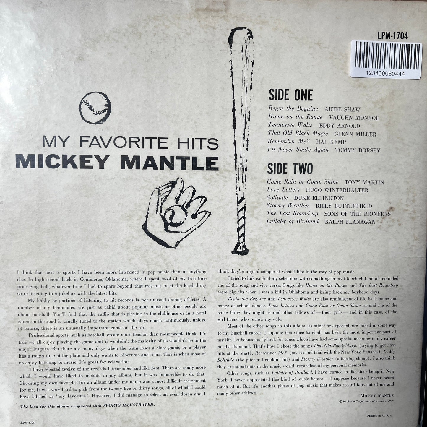 Used Vinyl: Various Artists "My Favorite Hits - Mickey Mantle" LP