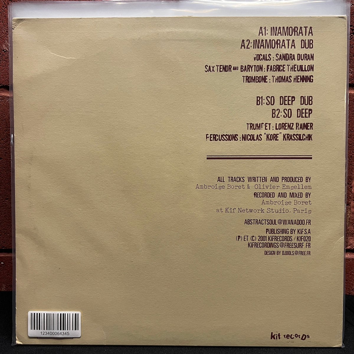 Used Vinyl: Abstract Soul "Inamorata" 12" Single (French press)