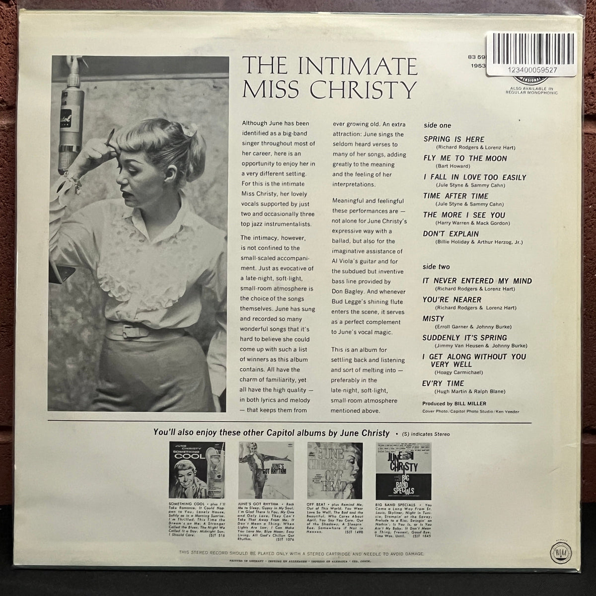 Used Vinyl: June Christy "The Intimate Miss Christy" LP (1963 German Press)
