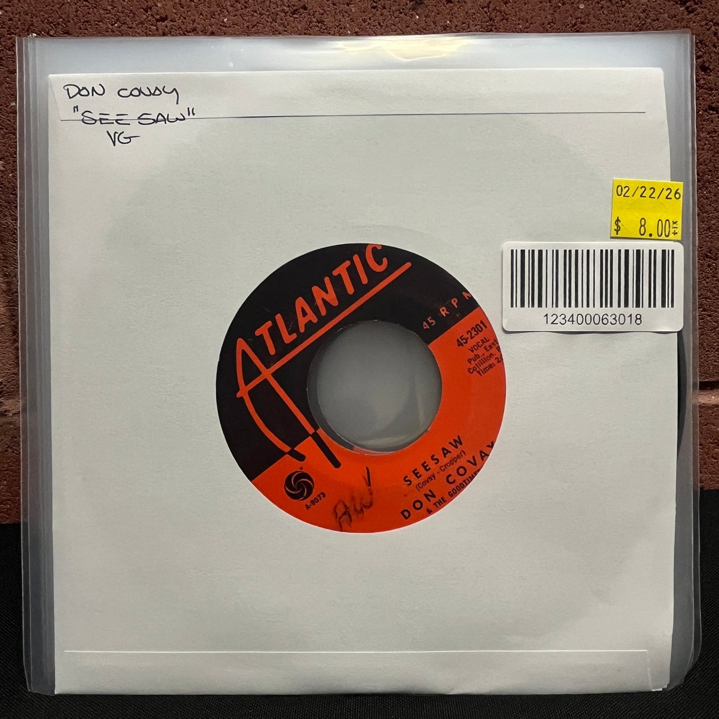 Used Vinyl: Don Covay & The Goodtimers "Seesaw" 7" (1965 Press)