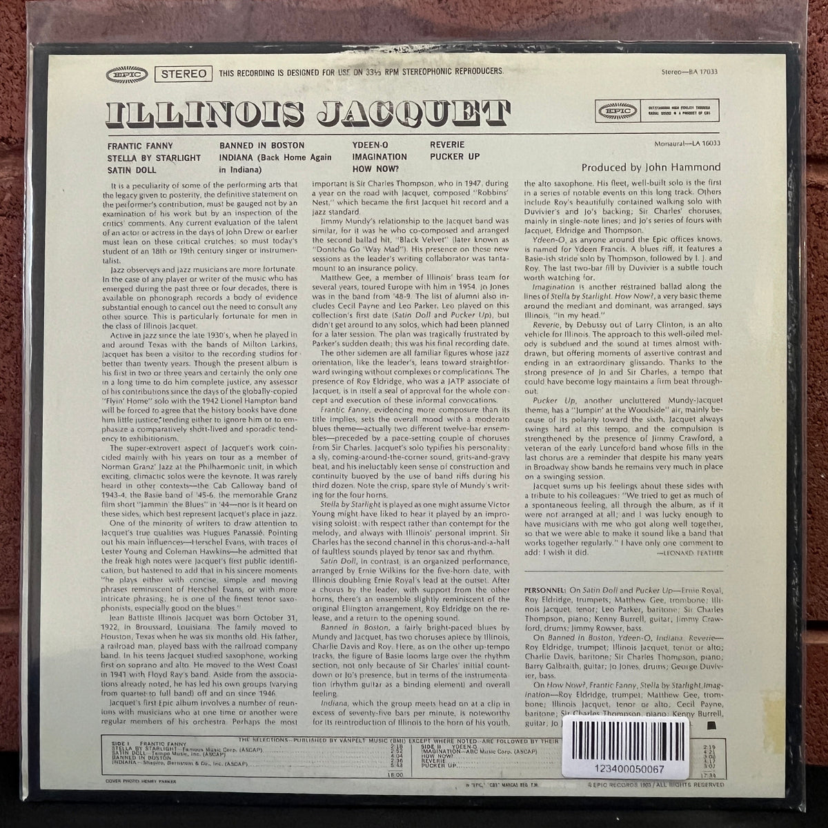 Used Vinyl: Illinois Jacquet "S/T" LP