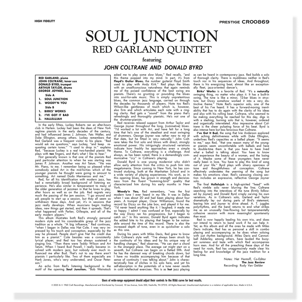 Red Garland Quintet - Soul Junction - OJC LP