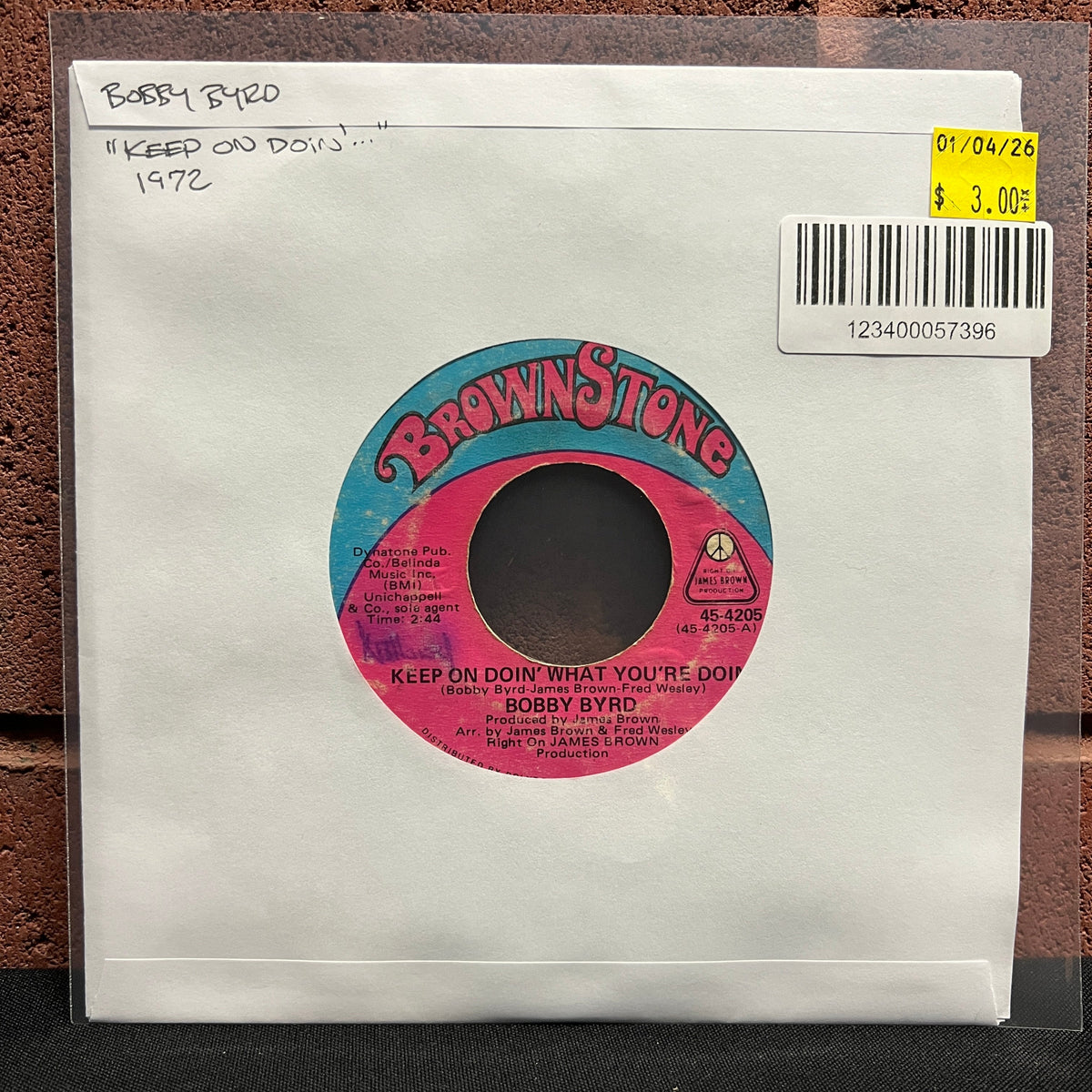 Used Vinyl: Bobby Byrd "Keep On Doin' What Your Doin' 7" (1972 Press)