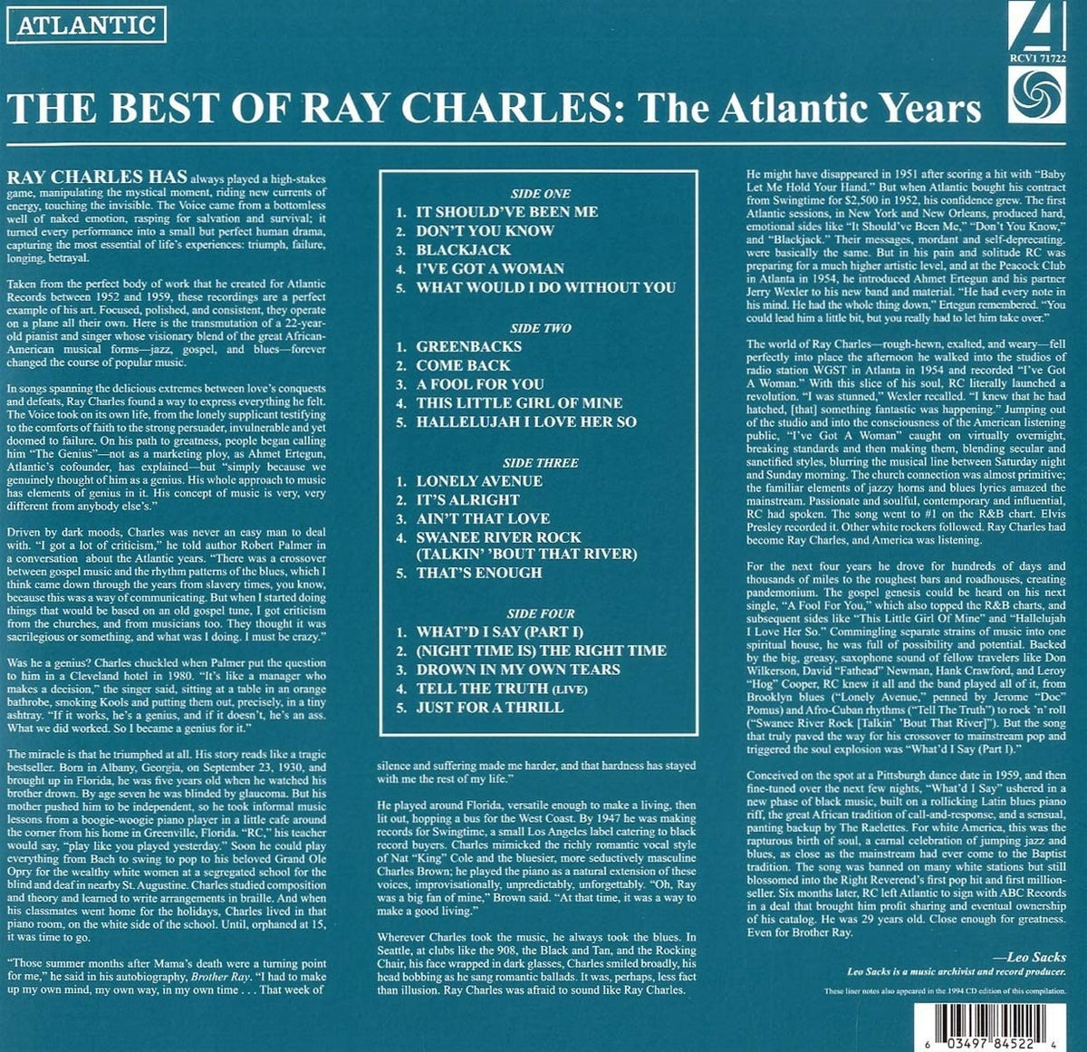 Charles, Ray/Best of the Atlantic Years (2LP White Vinyl) [LP]