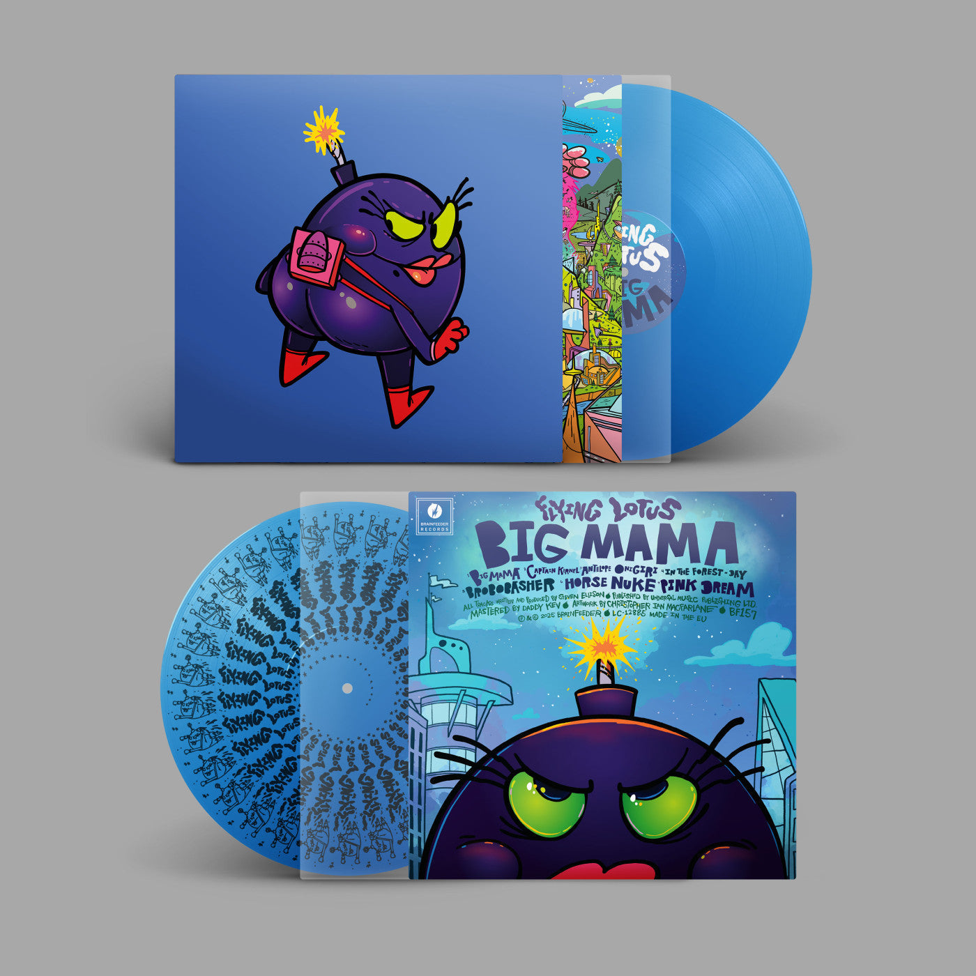 Flying Lotus "BIG MAMA" 12" EP (Indie Exclusive Sky Blue Vinyl, Screen Printed B-Side)