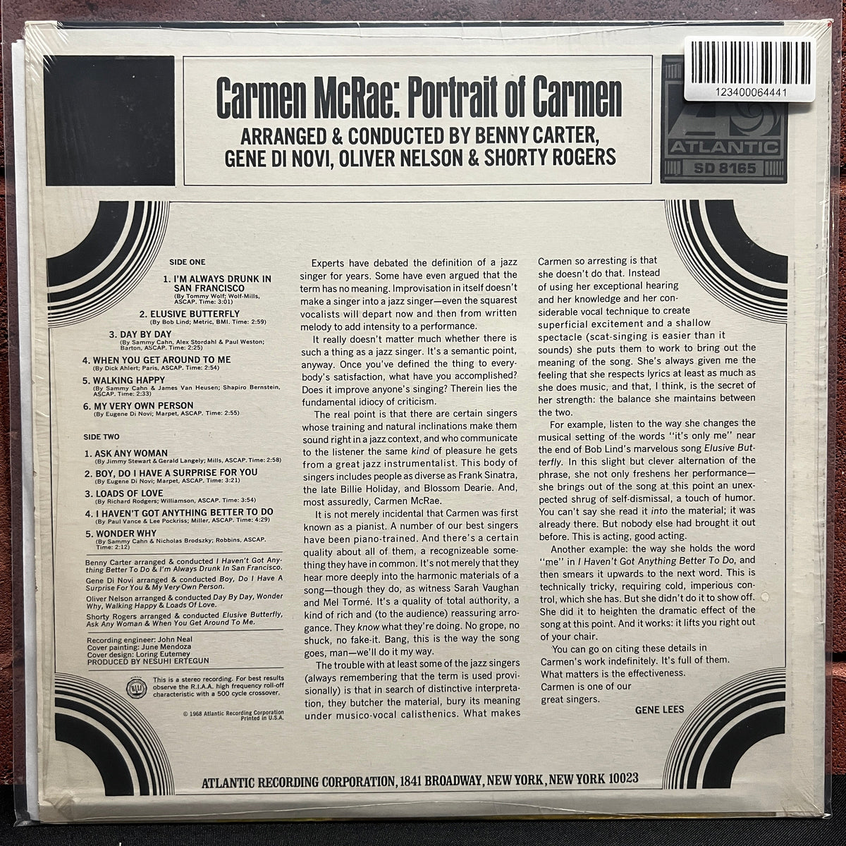 Used Vinyl: Carmen McRae "Portrait Of Carmen" LP (1968 Press)