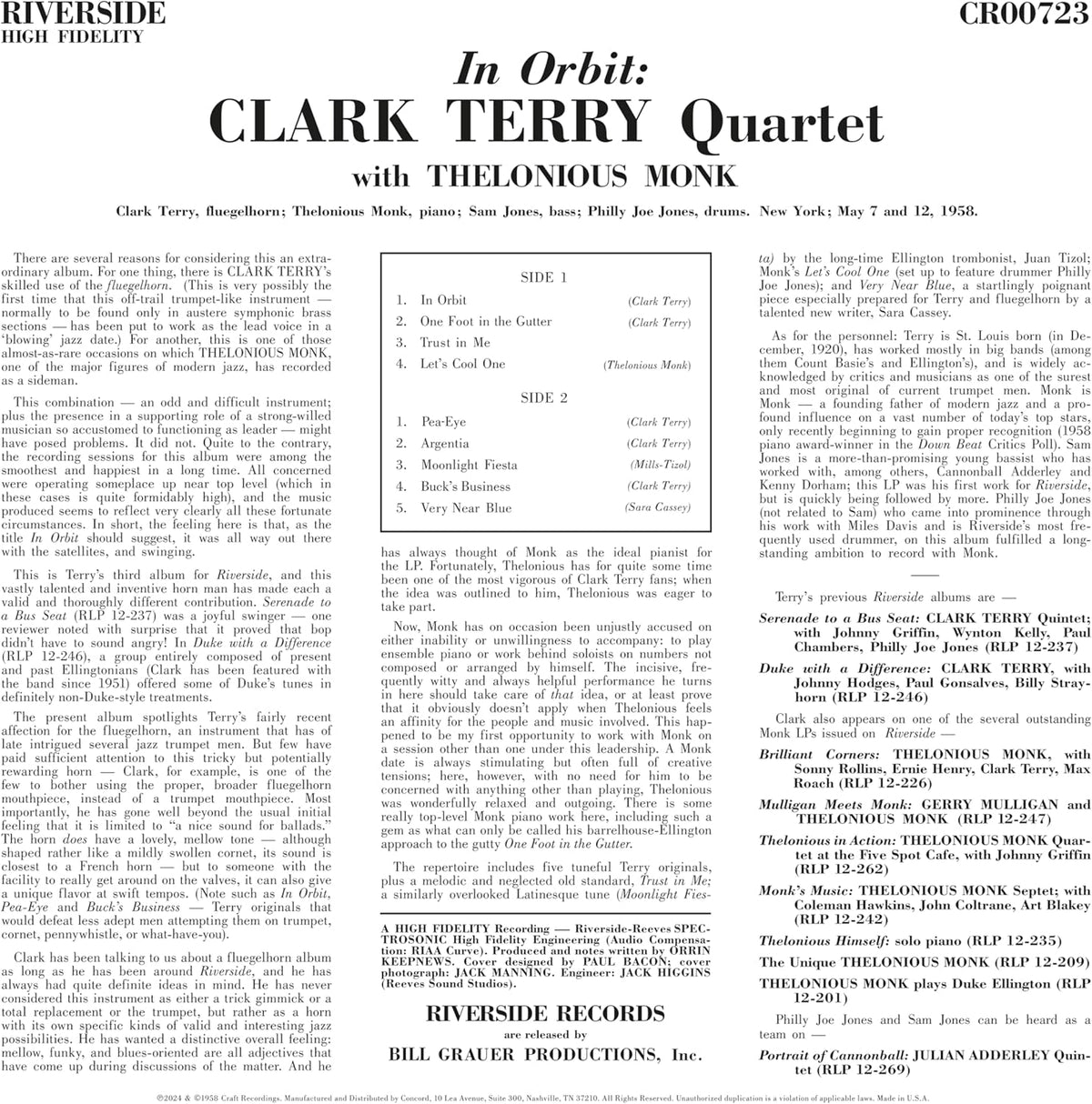 Clark Terry Quartet/In Orbit (Original Jazz Classics) [LP]