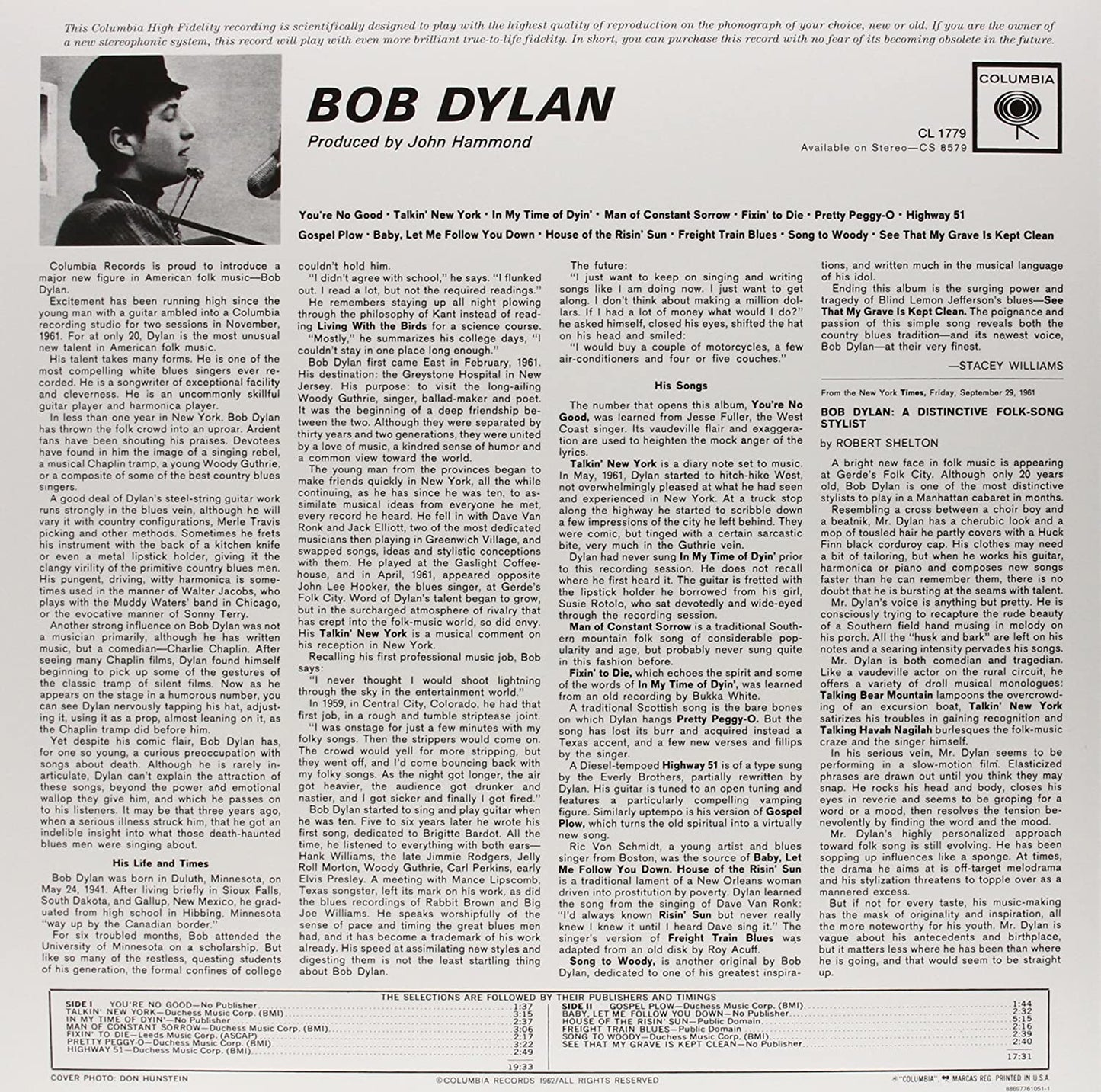 Dylan, Bob/Bob Dylan (Audiophile Pressing) [LP]