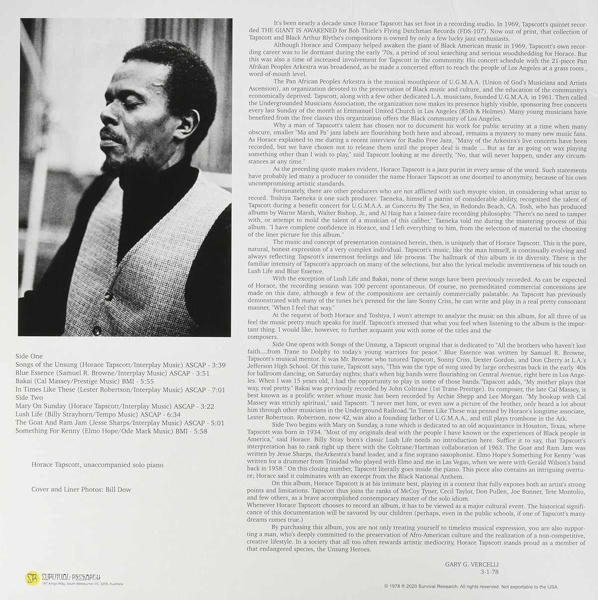 Tapscott, Horace/Songs Of The Unsung [LP]