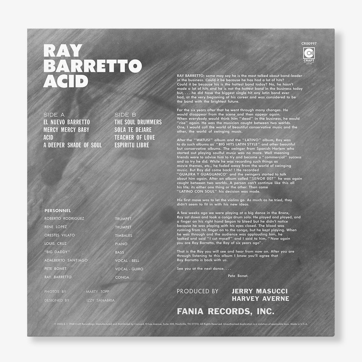[Pre Order] Ray Barretto - Acid (Mono) - LP