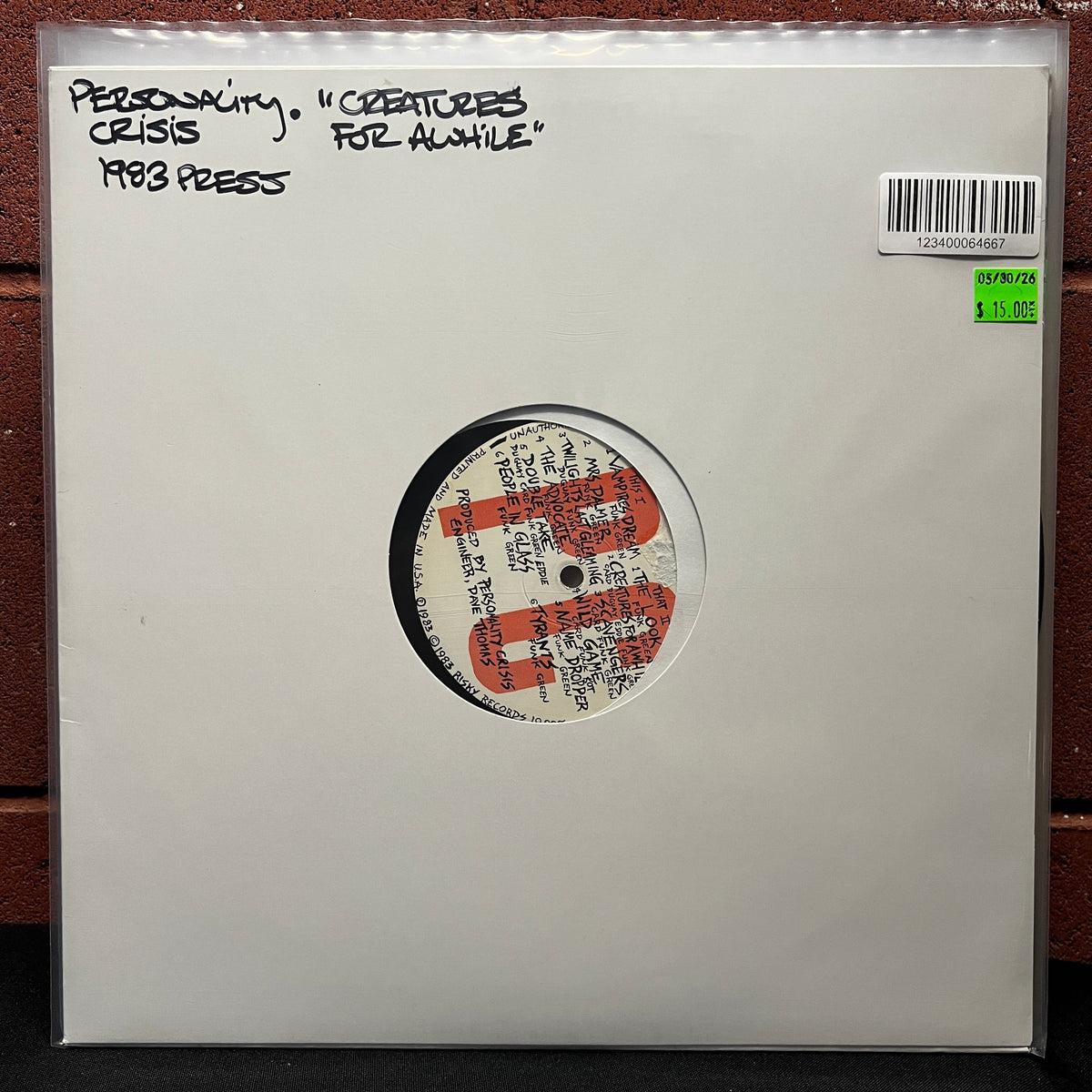 Used Vinyl: Personality Crisis "Creatures For Awhile" LP (1983 Press - Vinyl Only!)