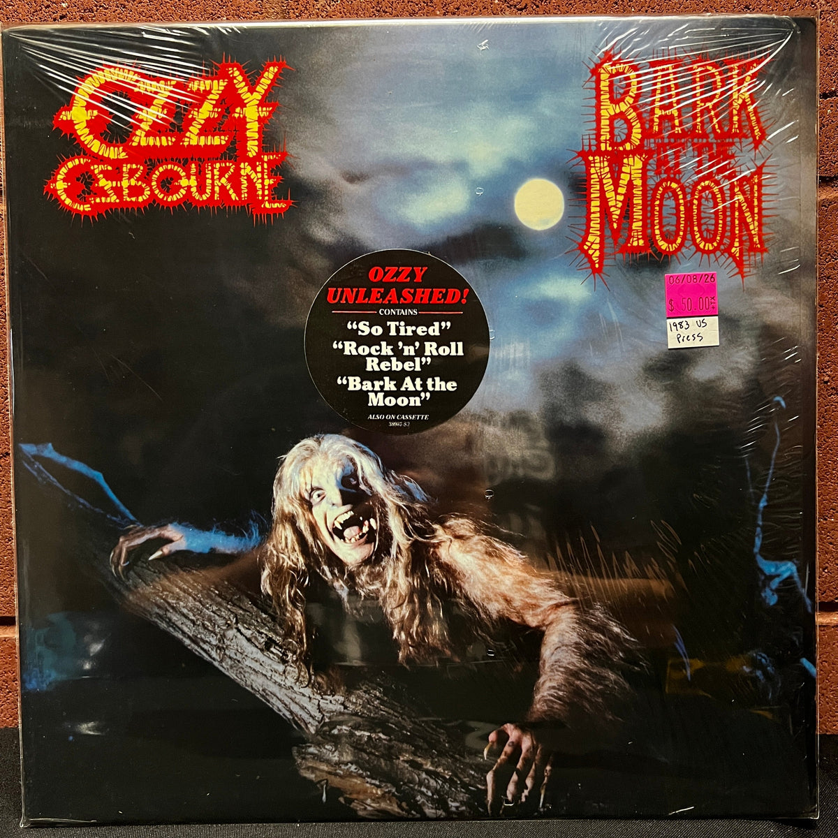 Used Vinyl: Ozzy Osbourne "Bark At The Moon" LP (1983 US Carrollton QZ Press in shrink w/ Hype Sticker!)