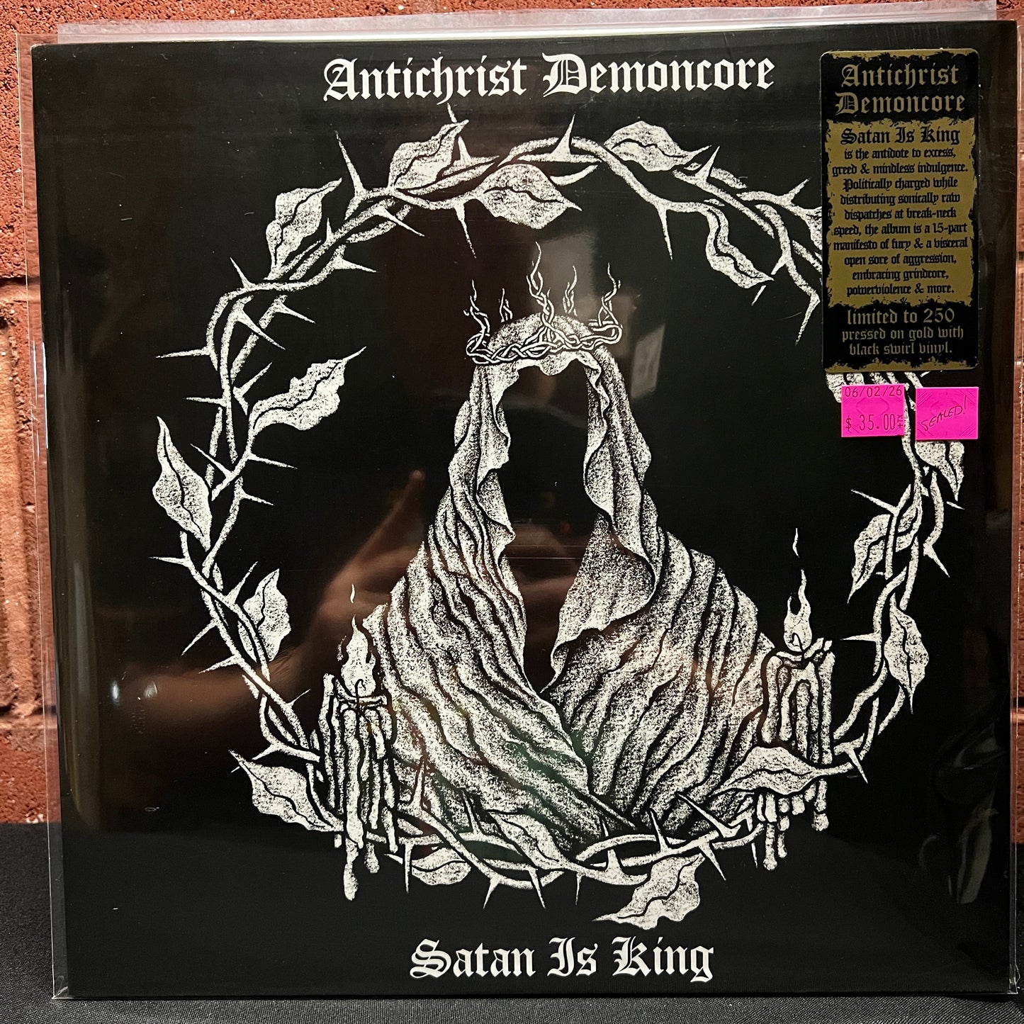 Used Vinyl: Antichrist Demoncore (ACxDC) "Satan is King" LP (Sealed, Gold with Black Swirl vinyl)