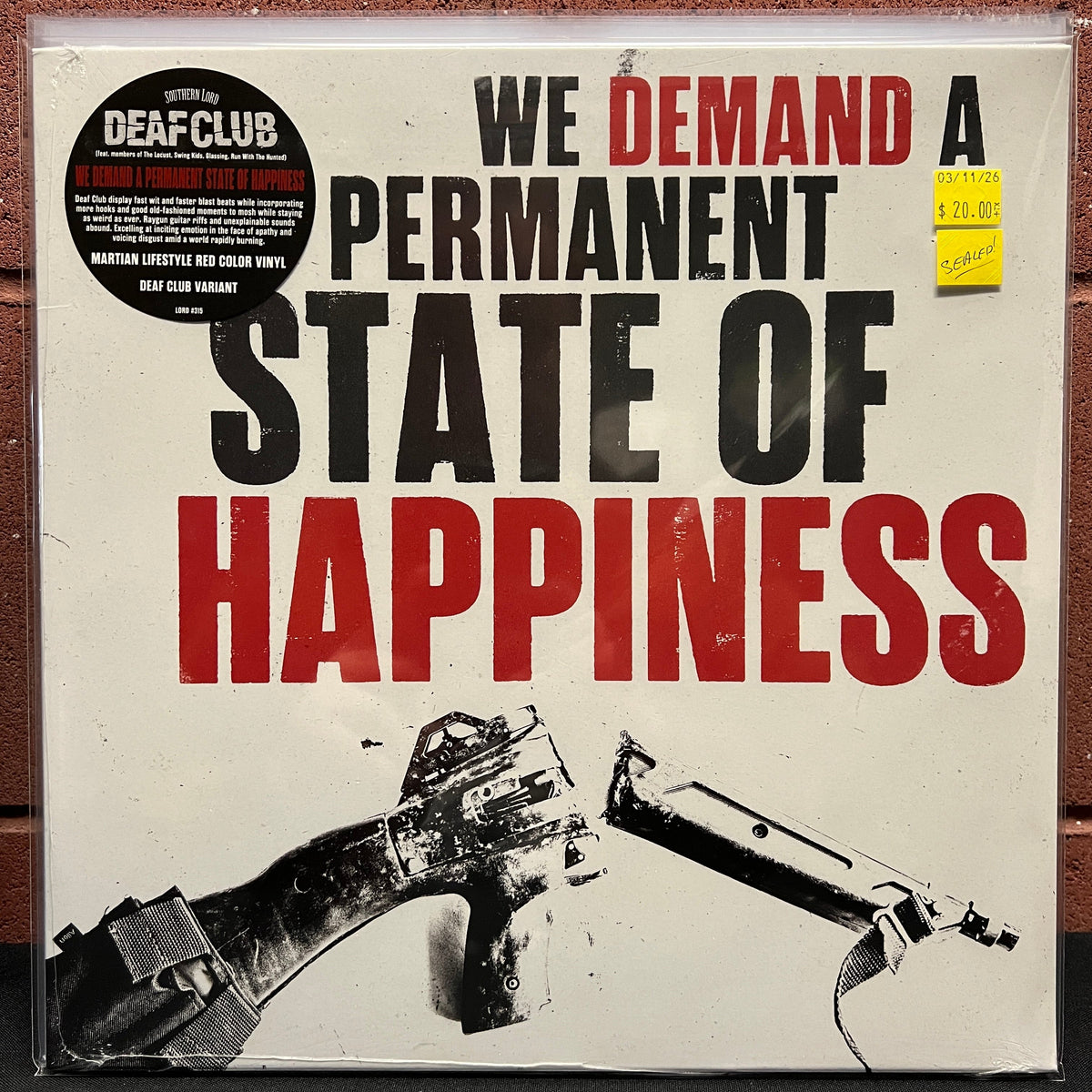 Used Vinyl: Deaf Club "We Demand A Permanent State of Happiness" LP (Sealed, Red vinyl)