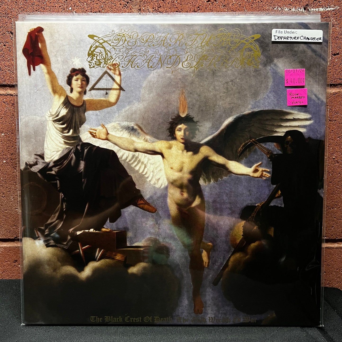 Used Vinyl: Departure Chandelier "The Black Crest Of Death, The Gold Wreath Of War" LP (Blue marbled vinyl)