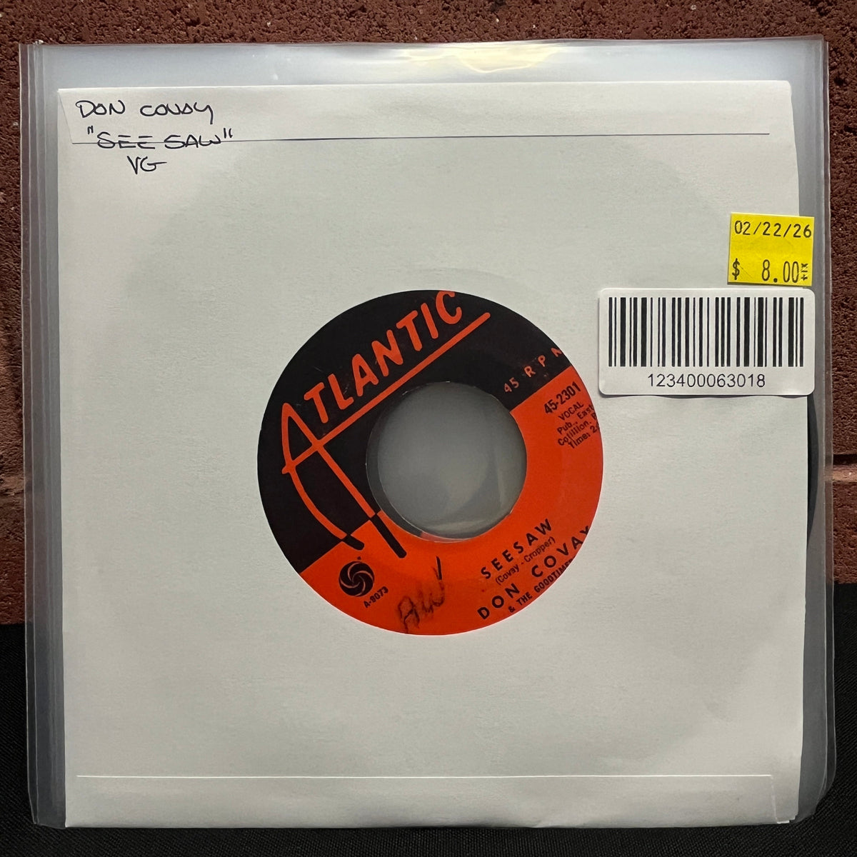 Used Vinyl: Don Covay & The Goodtimers "Seesaw" 7" (1965 Press)