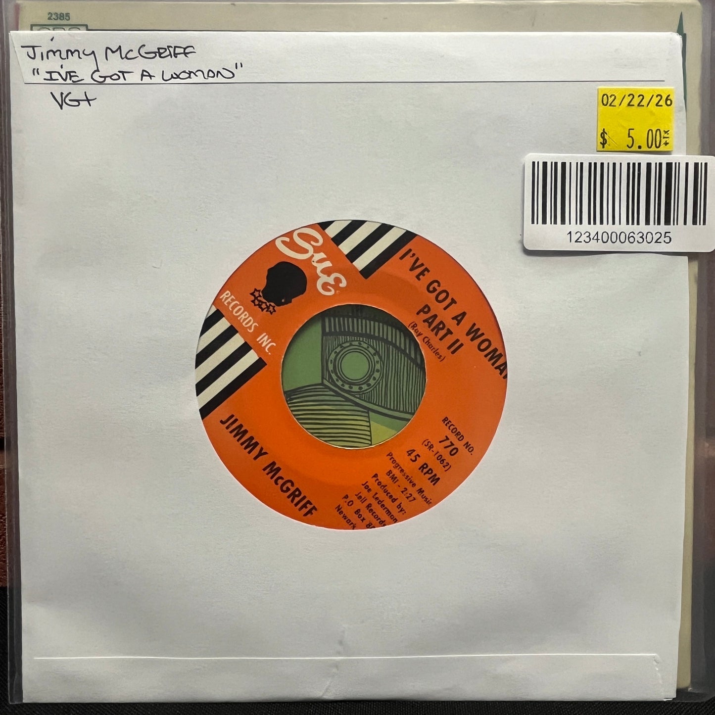 Used Vinyl: Jimmy McGriff ‎"I've Got A Woman" 7" (1962 Press)