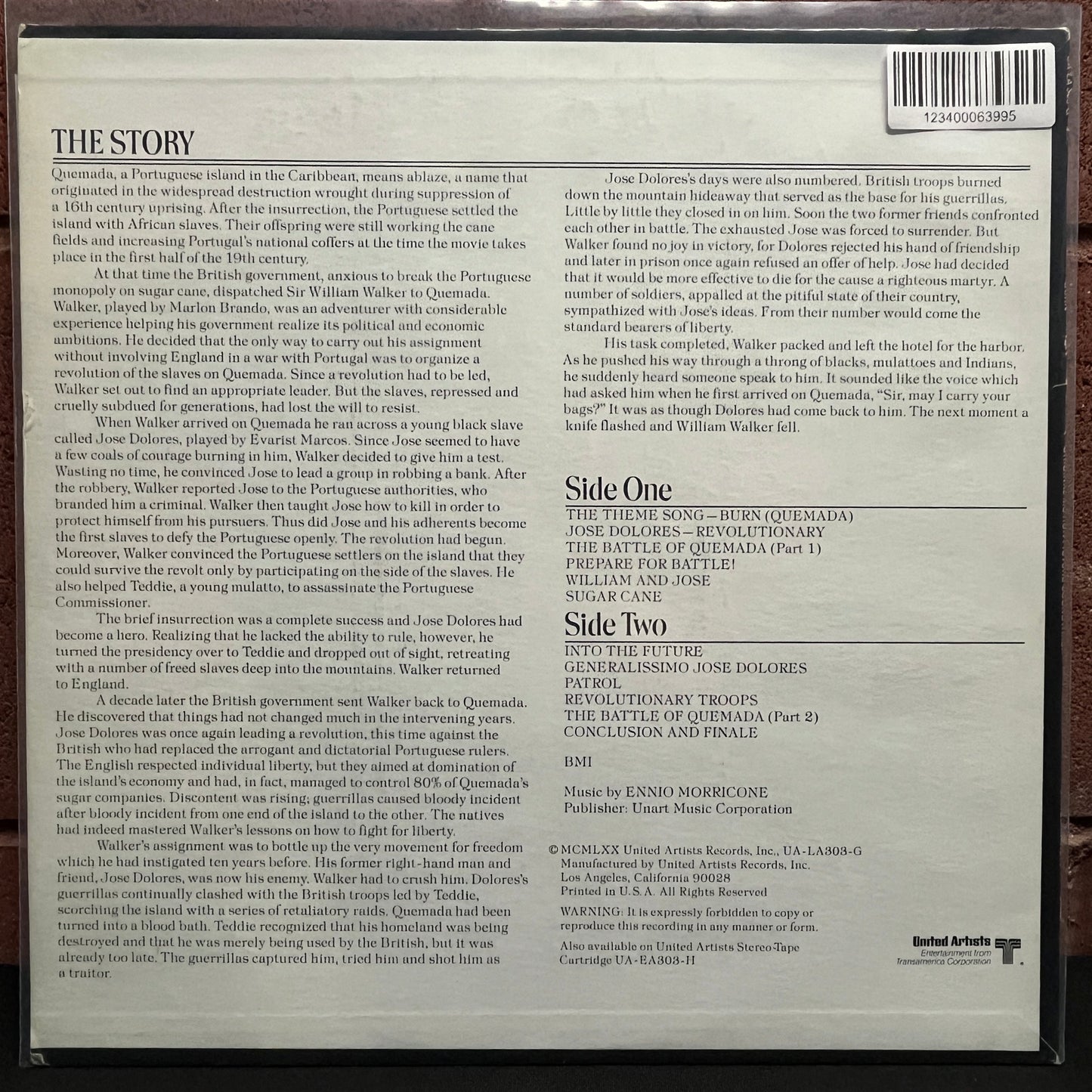 Used Vinyl: Ennio Morricone "Burn! (Original Motion Picture Soundtrack)" LP (1974 Press)