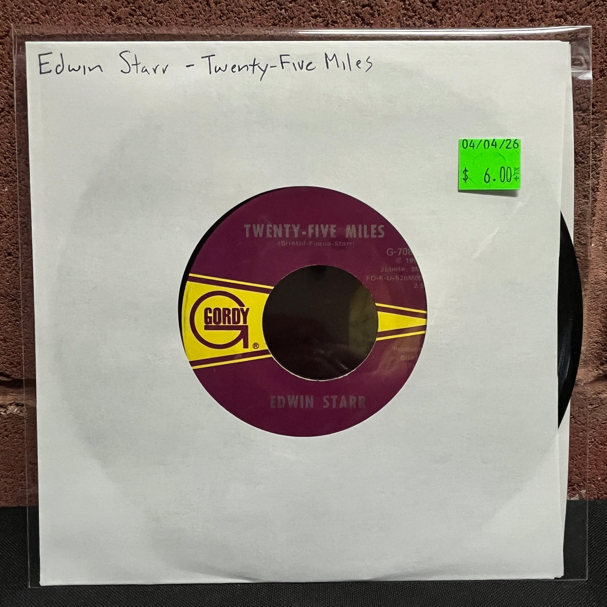 Used Vinyl: Edwin Starr "Twenty-Five Miles / Love Is My Destination" 7" (1969 US ARP Press)