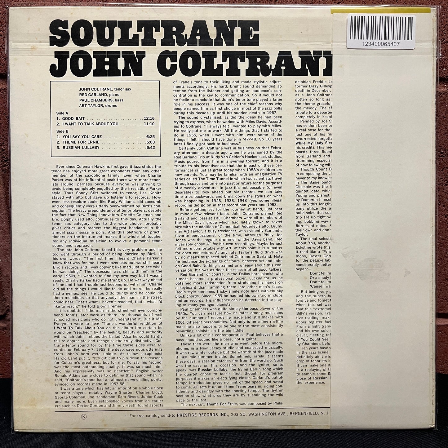 Used Vinyl: John Coltrane "Soultrane" LP (Early 70's Japanese Issue)
