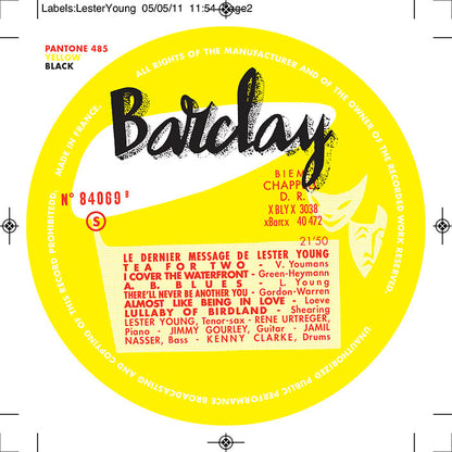 Lester Young - Le Dernier Message de Lester Young Barclay - Sam Records LP + 10”