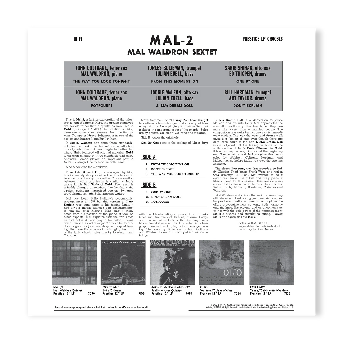 Mal Waldron Sextet - Mal/2 - OJC LP