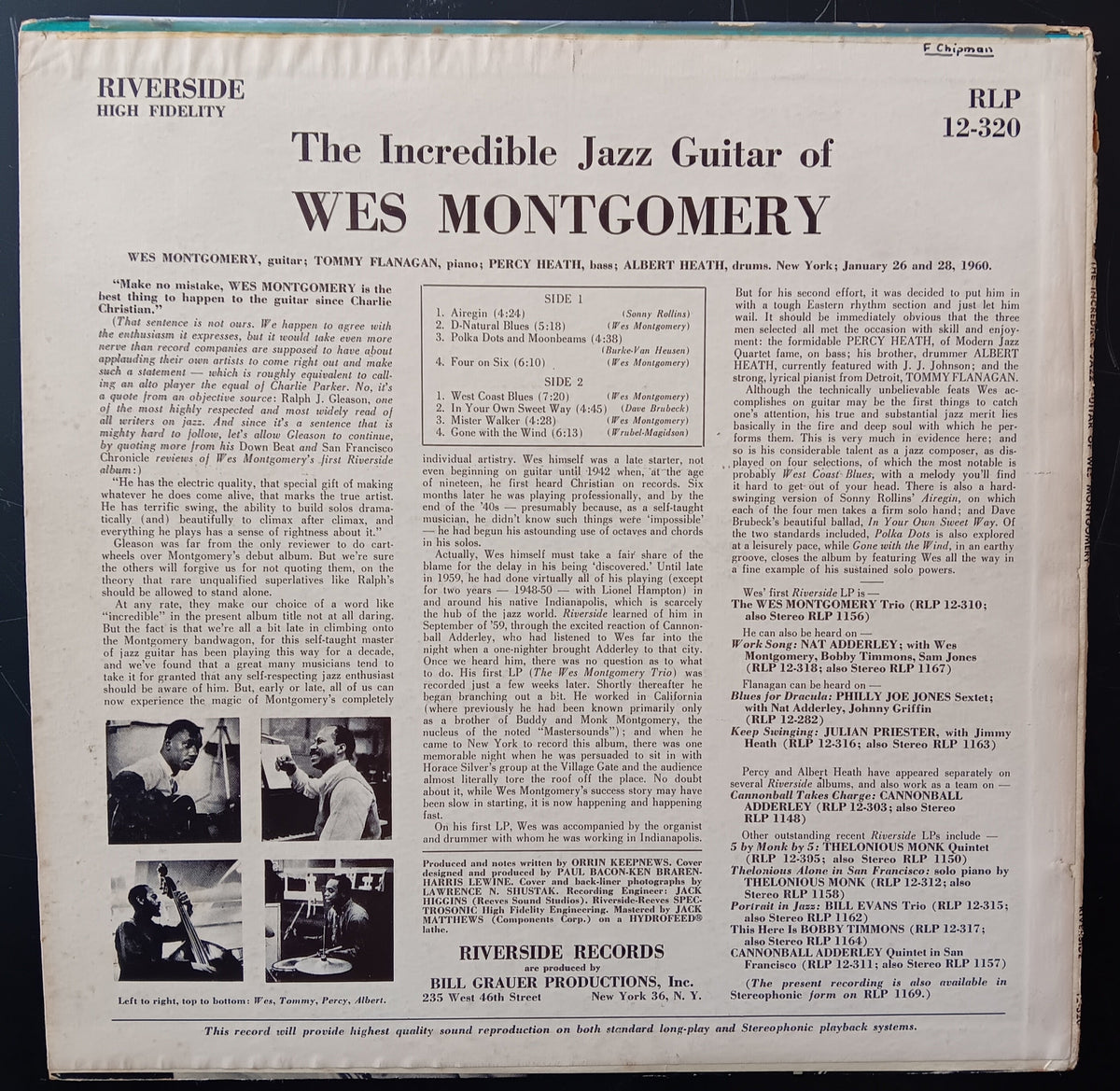 [Used LP] Montgomery, Wes / The Incredible Jazz Guitar Of Wes Montgomery